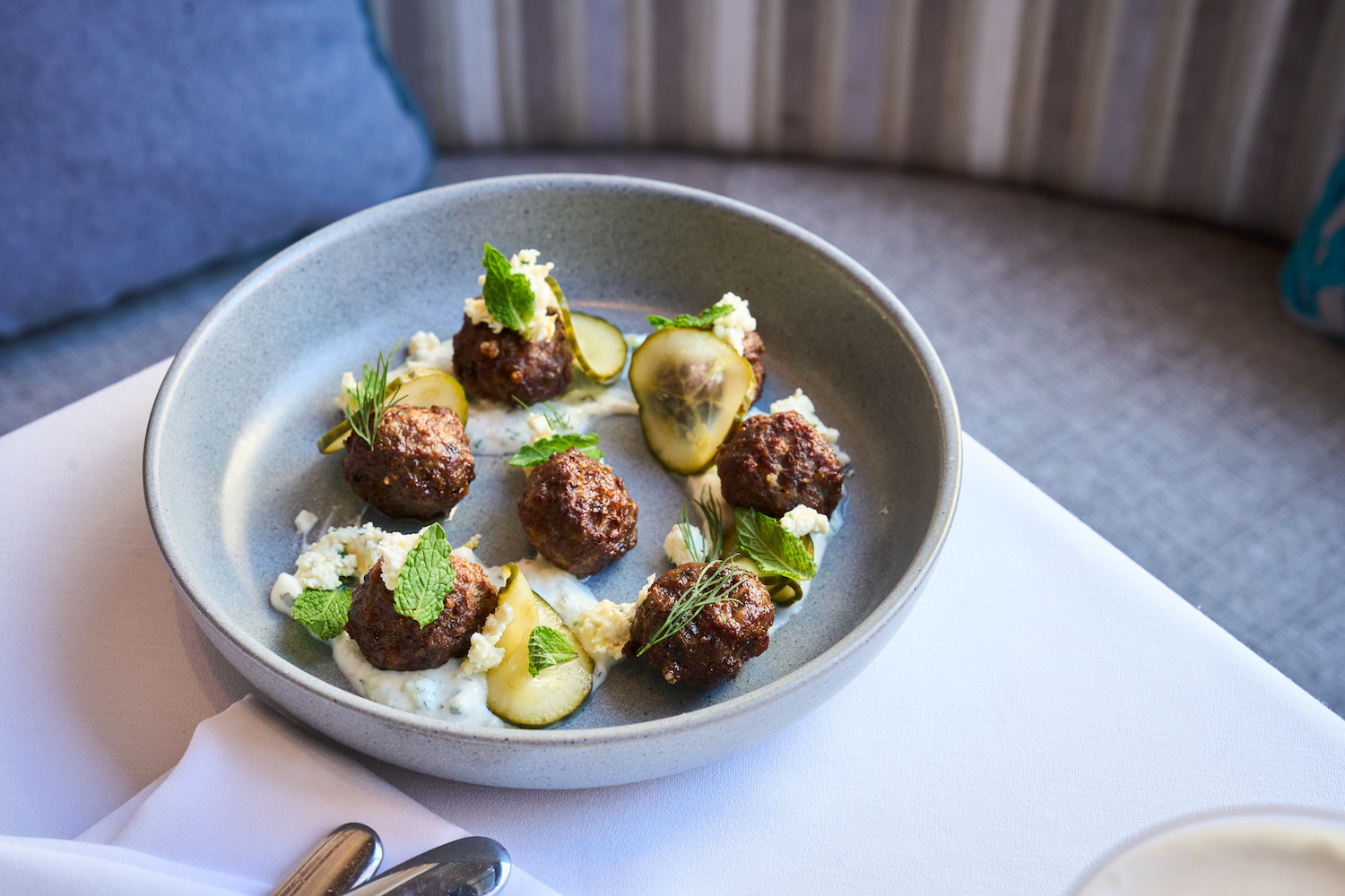 Mediterranean Spiced Lamb Meatballs With Marinated Cucumber Herbed